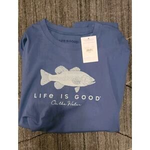 NWT LIFE IS GOOD "On the Water Bass" Mens Casual Tee, XL